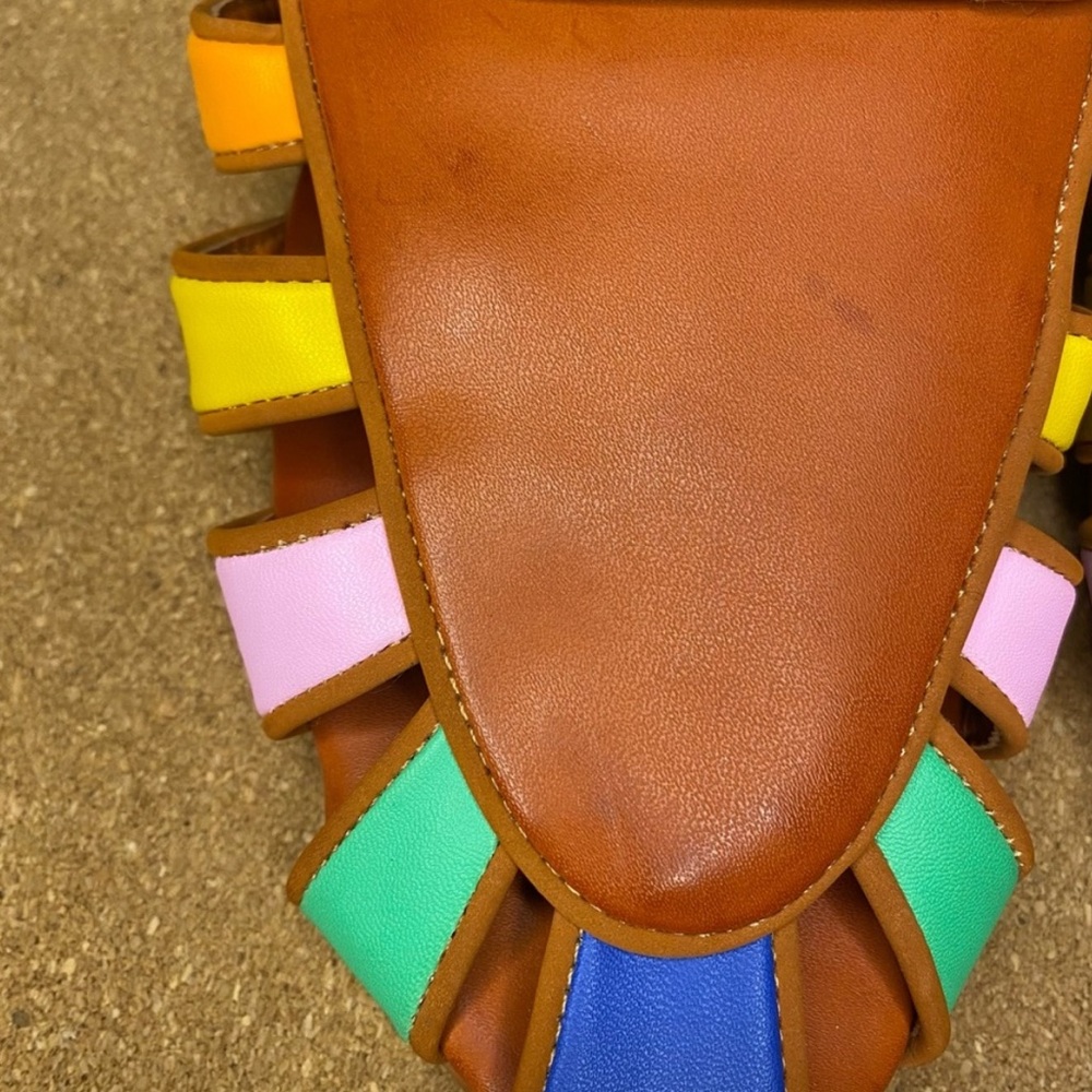 Farm Rio Sandals Mule Rust Rainbow Beaded Size 7.5 - Picture 4 of 12